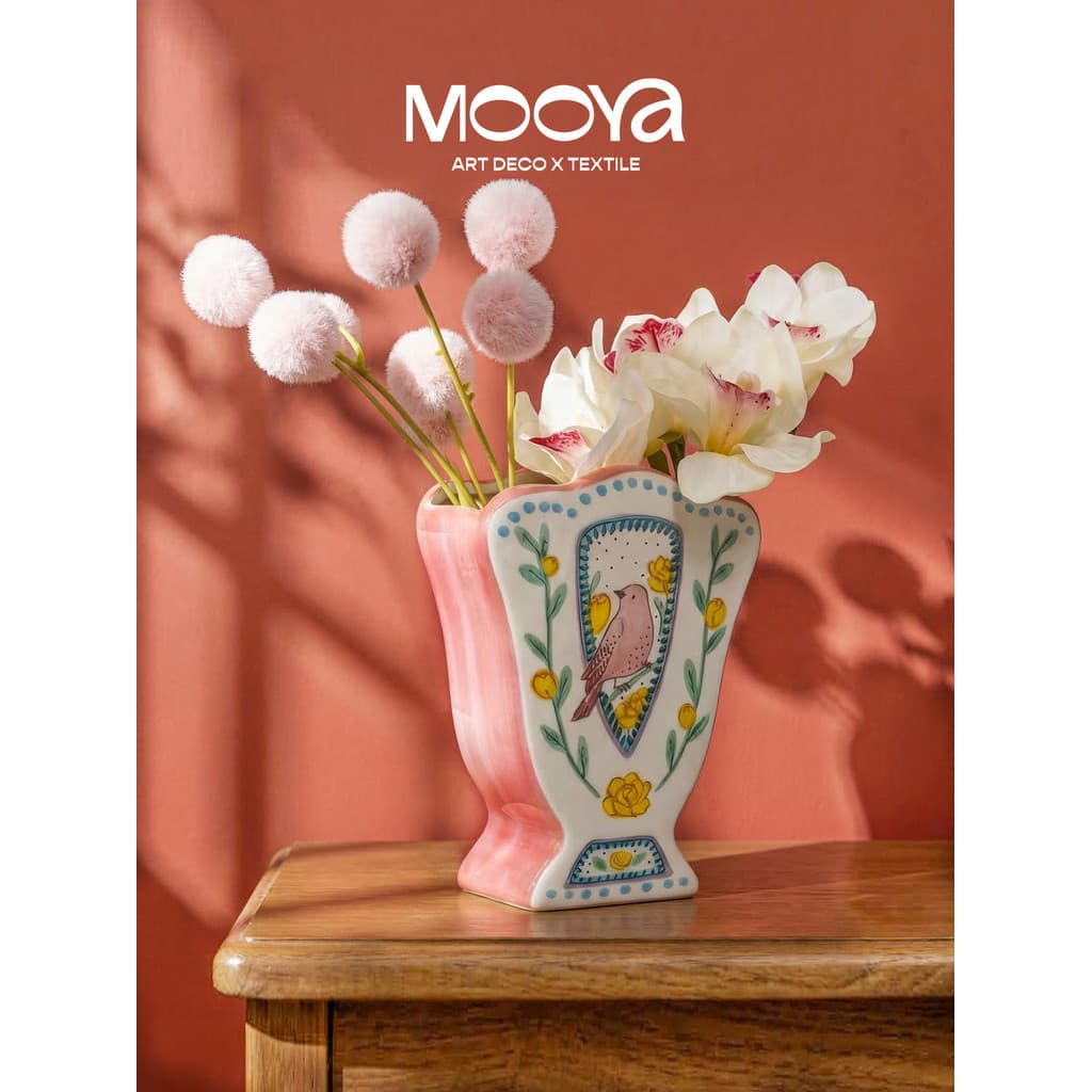 MOOYA {Monet jardim} flor francesa pássaro pintura a óleo estilo vaso de cerâmica rosa amarelo flor Ware sala estar deco