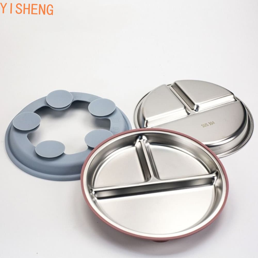 YISHENG 3 Grades De Pratos Infantis , Design Dividido Antiderrapante , Prato De Jantar Com Ventosa Para Bebê , Anti-Qued