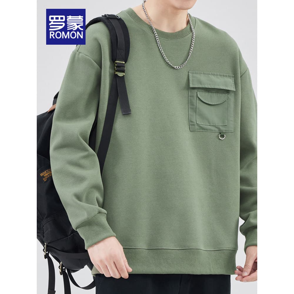 Lomon moletom masculino 2026 novo estilo moda na moda pulôver Casual topo primavera outono simples manga comprida camise