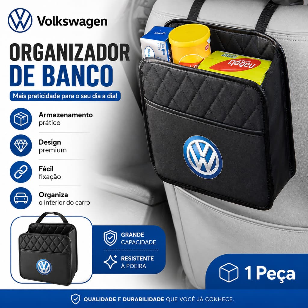 Organizador Traseiro De Assento De Carro , Bolsa De Armazenamento Para Volkswagen VW Golf Polo Passat Tiguan Jetta T-Roc