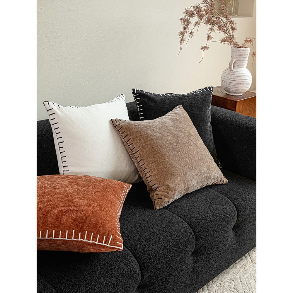 Estilo silencioso Medieval sala de estar sofá travesseiro almofada bordado costura simples High-End Chenille quadrado tr