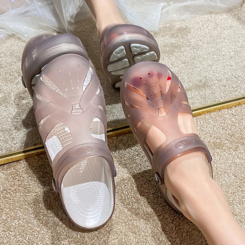 Buraco sapatos femininos verão geléia sandálias chinelos novo estilo enfermeira mãe plana Mary Jane Anti-deslizamento sa