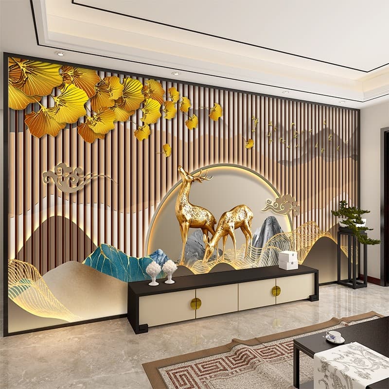 Novo estilo chinês luz de alta qualidade decoração de luxo papel de parede 3d tridimensional estilo chinês paisagem sala
