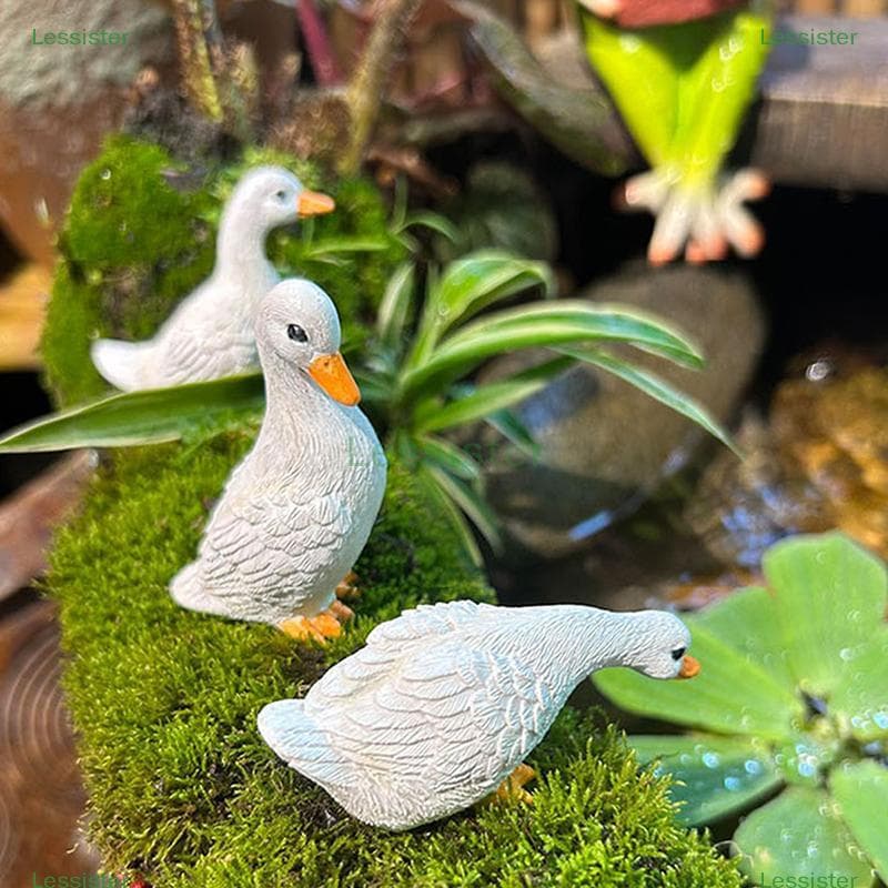leesisters 3 Peças Bonito Branco Du Hidropônico Vaso De Flores De Lótus Estátua De Resina Retrô Escultura Ao Ar Livre Pa