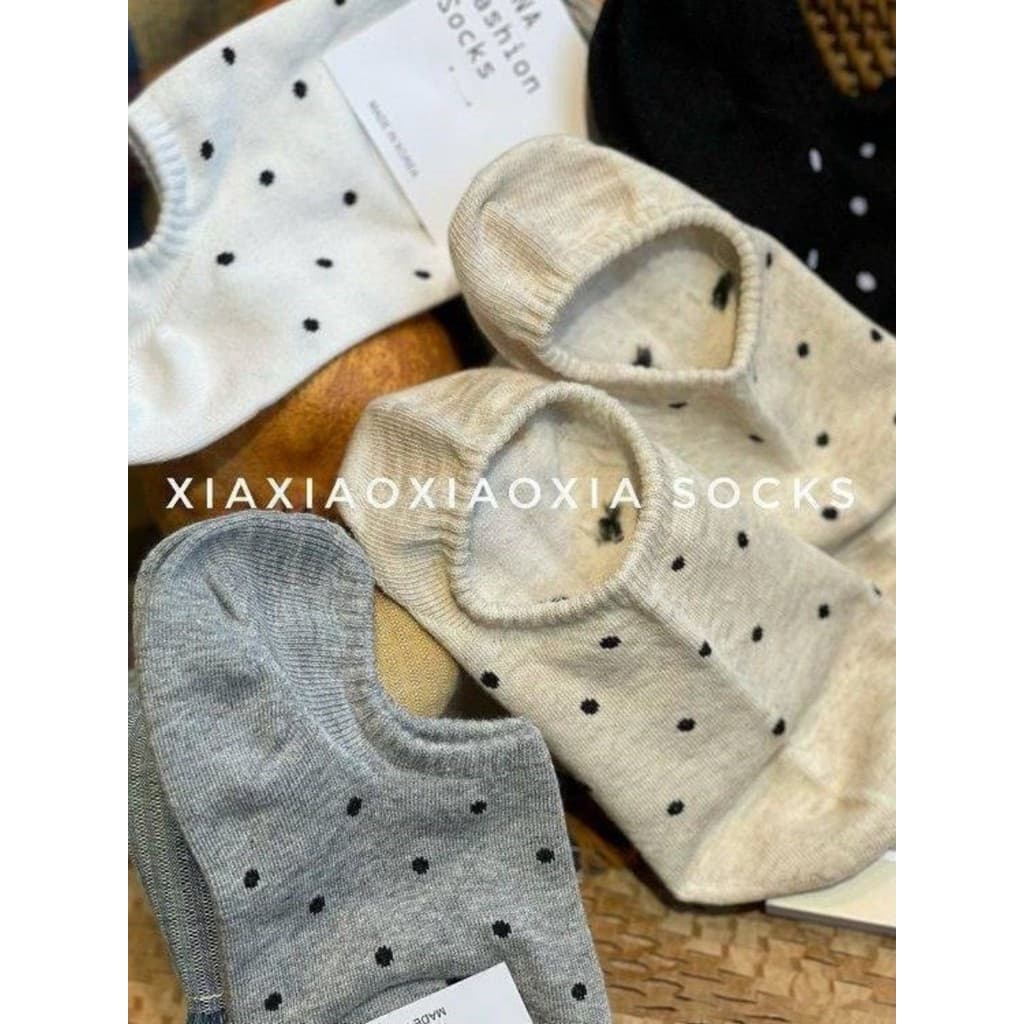 Novo estilo japonês bonito ins na moda All-Match simples bolinhas meias femininas verão estilo fino boca rasa invisível