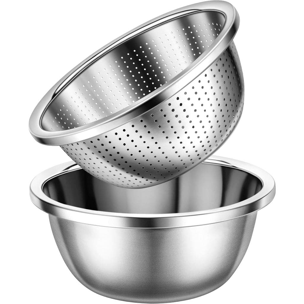 Escorredor de Aço Inoxidável 304 de 3 Quartos com Tigelas para Misturar, Coador para Alimentos de Cozinha, para lavar ve