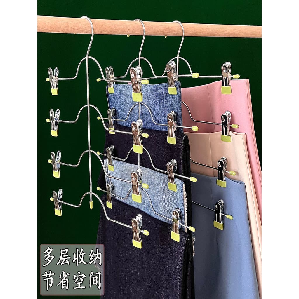 Rack de calças multicamadas doméstico sem costura calças clipe saia clipe jk saia curta cabide de armazenamento guarda-r