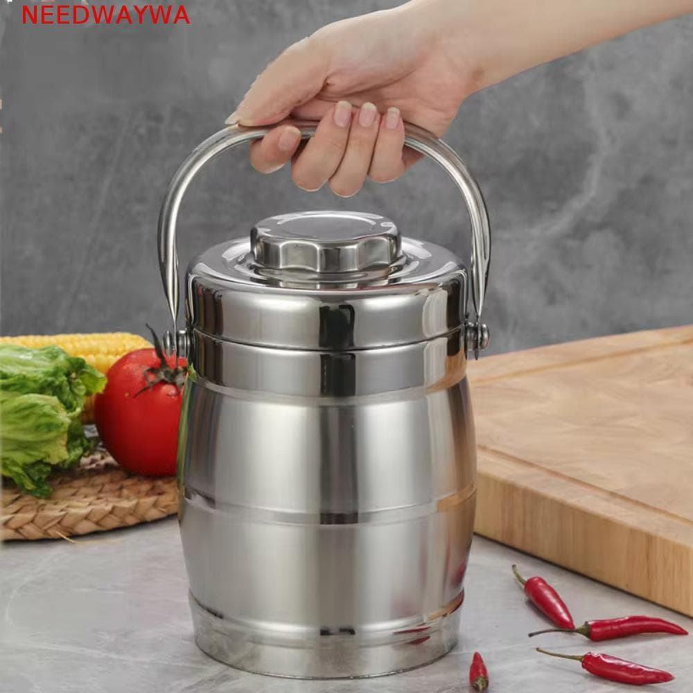 Frasco Térmico Para Alimentos NEEDWAYWA , Lancheira Térmica De Aço Inoxidável Com Alça Dobrável , Pote Isolado Durável