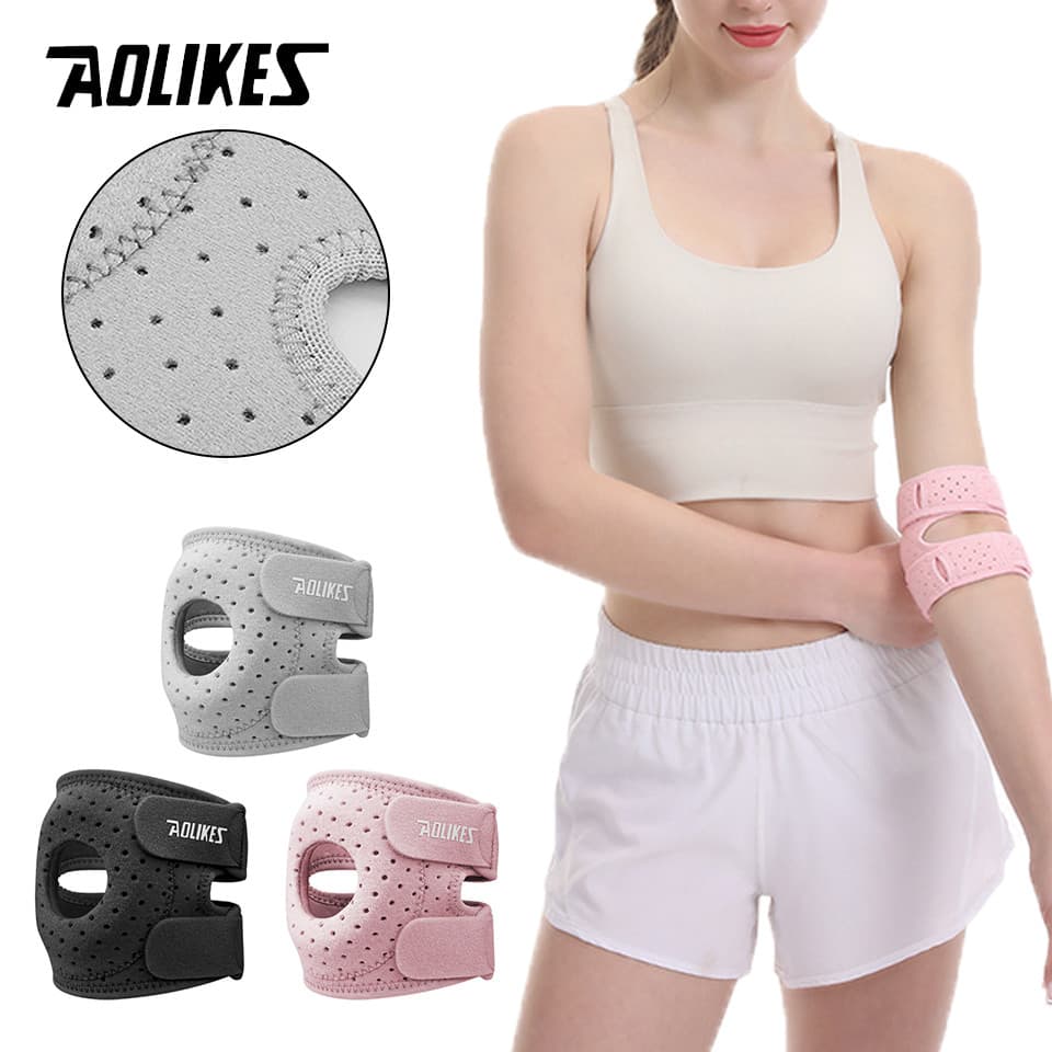 AOLIKES 1 Peça Cotoveleiras Esportivas Envoltório Compressão Ajustável Respirável Fitness Dança Suporte Fixo