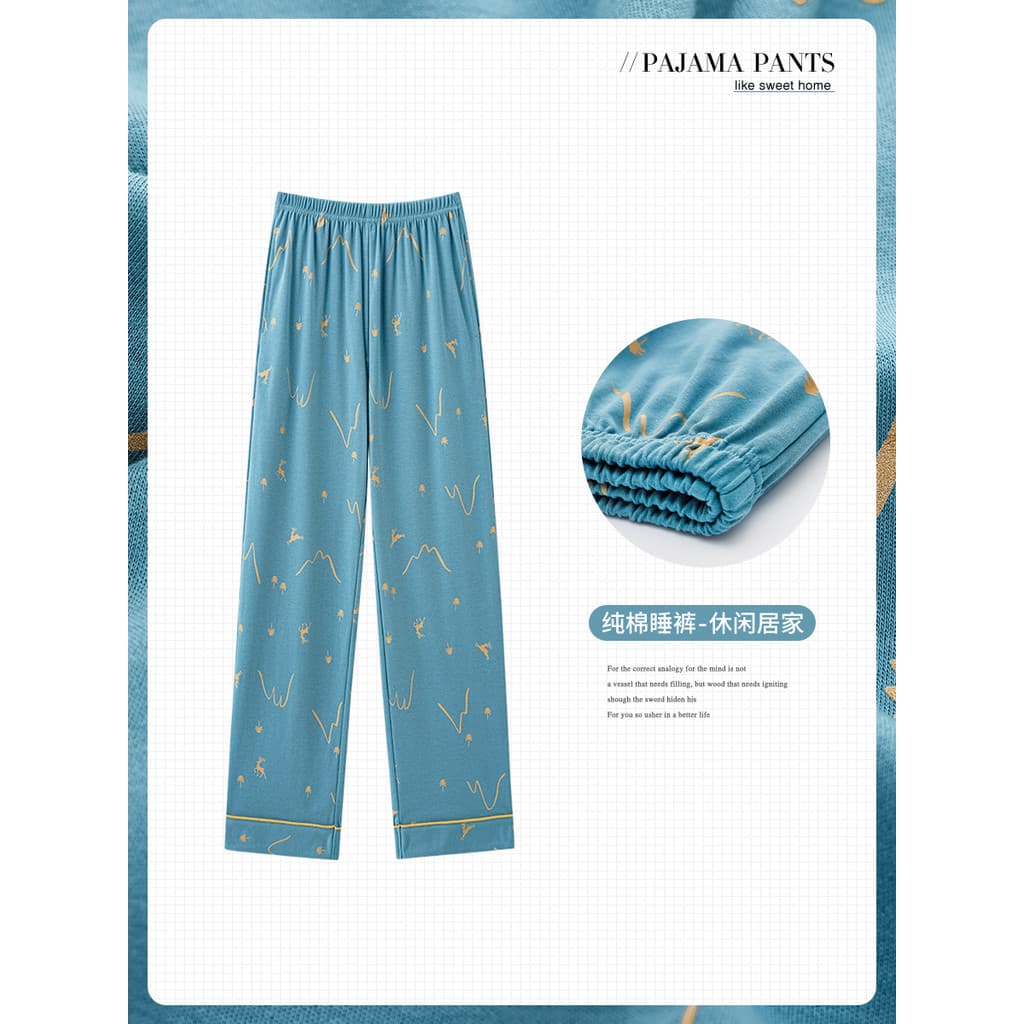 Primavera outono estilo puro algodão pijama calças senhoras verão estilo fino casa calças estilo fino tamanho grande pod