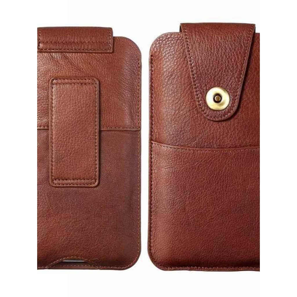 Bolsa de couro genuíno para celular, capa de couro com fivela magnética ultrafina, cinto de uso, bolsa de cintura, cartã