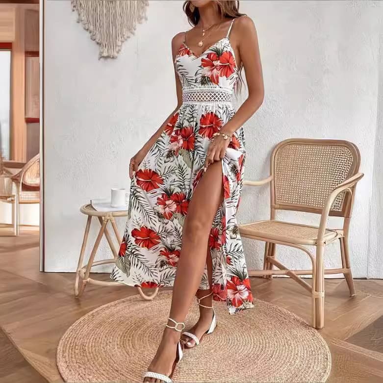 2026 Verão Transfronteiriço Novo Estilo Férias Estilo Elegante Vestido Estampado Flor