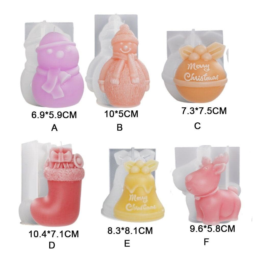 Molde De Vela De Natal JUNYUE , Alce De Sino Pequeno De Silicone Sabão Em Forma De Boneco De Neve Para Fabricação De Vel