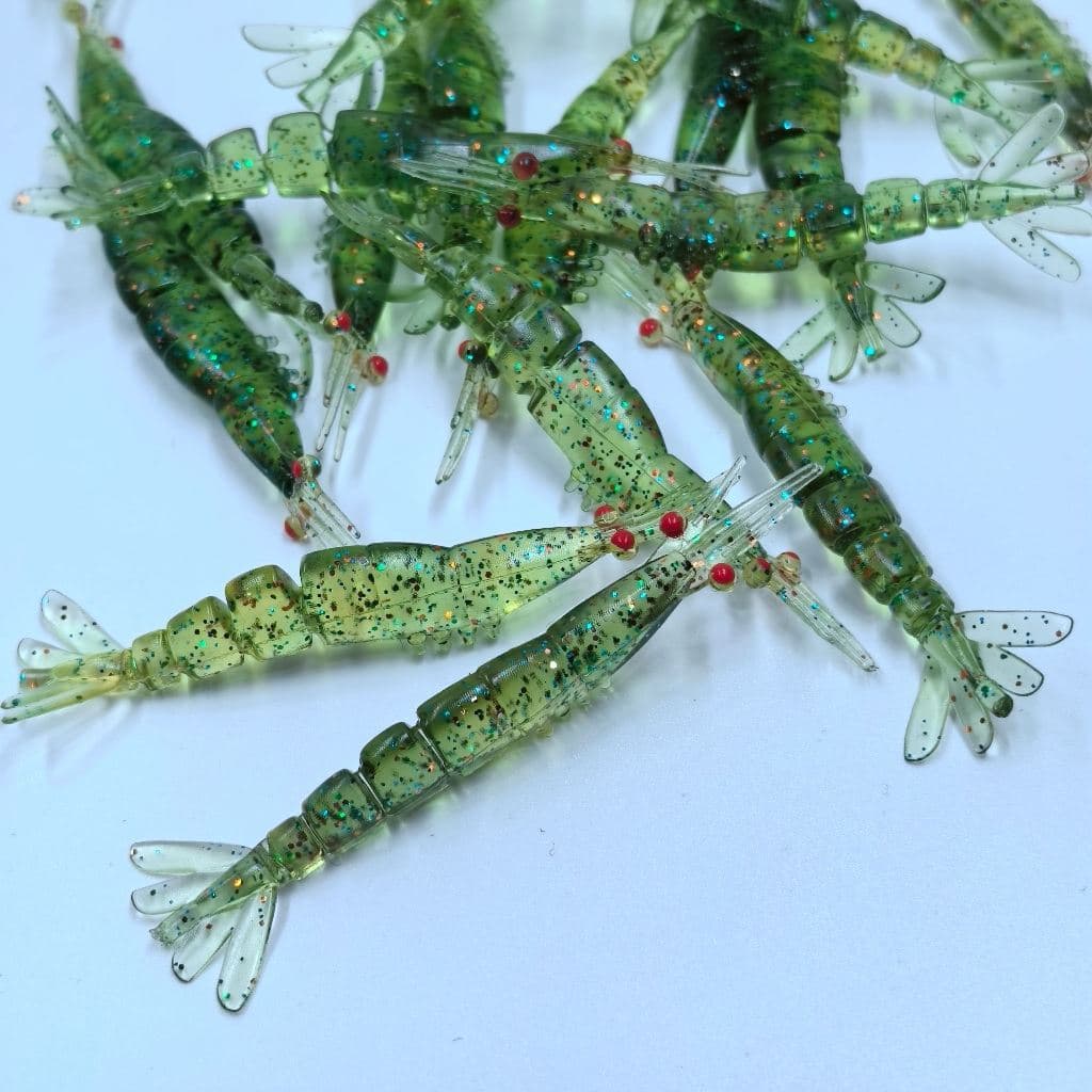 Dupladuoyu 20 Peças Isca de Pesca de Camarão Macia 40mm/50mm Silicone Multiarticulada Equipamento Artificial Macio