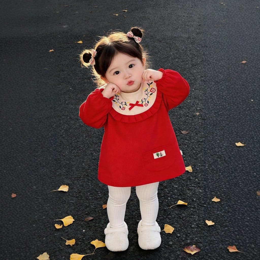 Macacão bebê menina exterior usar ano novo chinês blusa festiva impermeável anti-sujo babador avental veludo manga compr