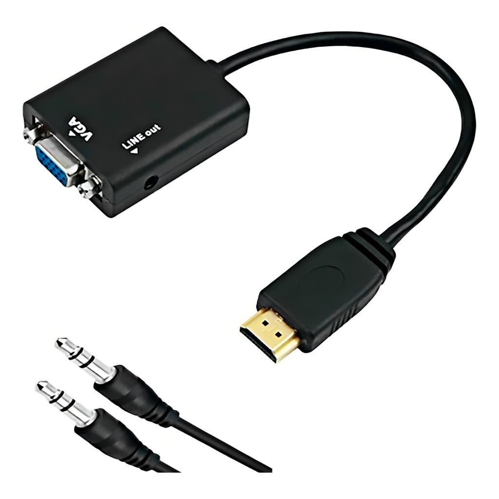 Cabo Conversor Adaptador Hdmi Macho Para Vga Fêmea Com Áudio