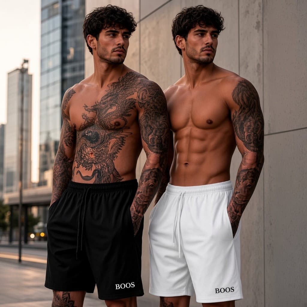 Kit 2 Shorts Bermuda Tactel Estampado "Bos Básico" Masculino Secagem Rápida e Leve Envio Imediato