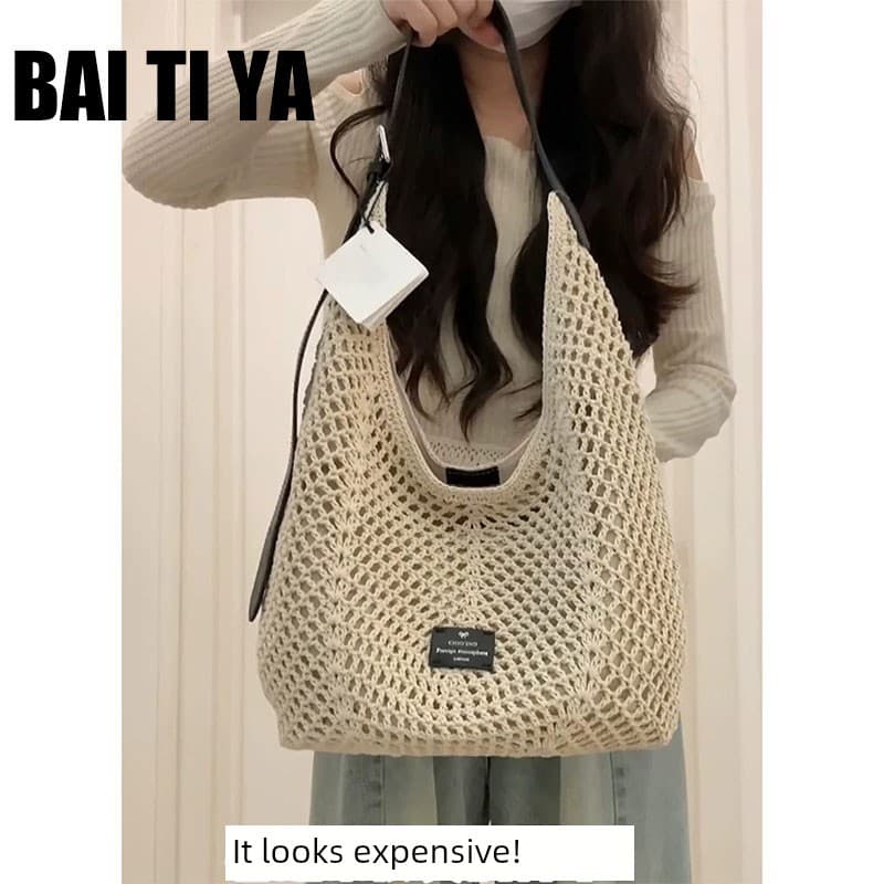bolsa feminina bolsa transversal feminino Bolsa de tecido feminina 2025 novo estilo verão portátil bolsa de ombro beira-
