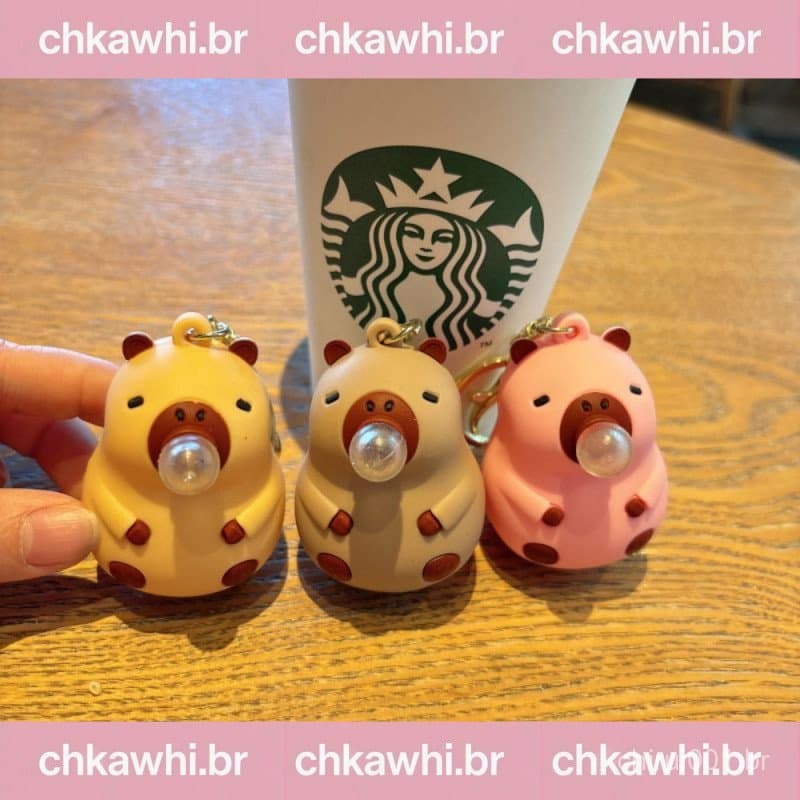 Bonito 3D Kawaii Engraçado Capivara Soprando Bolhas Dos Desenhos Animados Chaveiro Saco Pingente Acessórios Chave Do Car