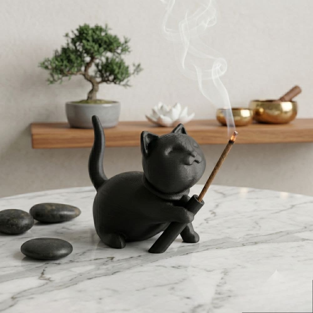 Incensário Gatinho Decorativo Porta Incenso Minimalista Moderno Relaxante