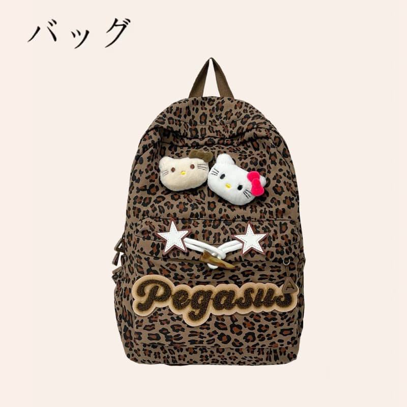 Mochila escolar de nicho Original 2026, mochila retrô KT com estampa de leopardo fofa Y2K, mochila de grande capacidade