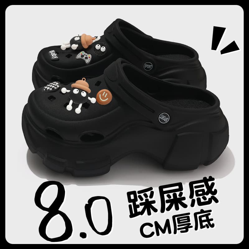 Sapatos de buraco preto feminino verão exterior Wear 2025 novo estilo Anti-deslizamento desodorante praia enfermeira sap