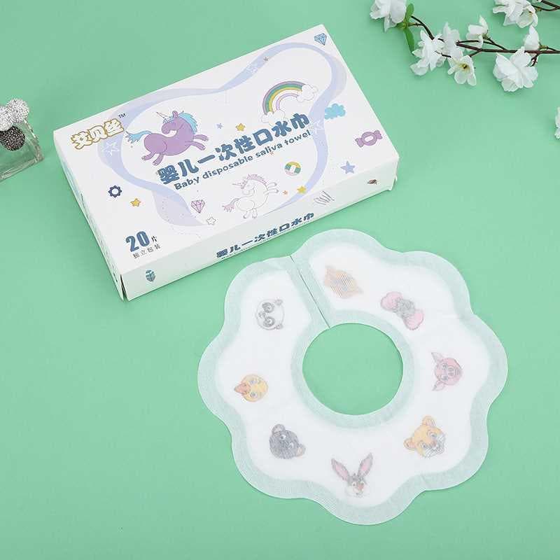 Uma peça por dia bebê descartável toalha de Saliva bebê comendo leite dentes longos babador absorvente pétala