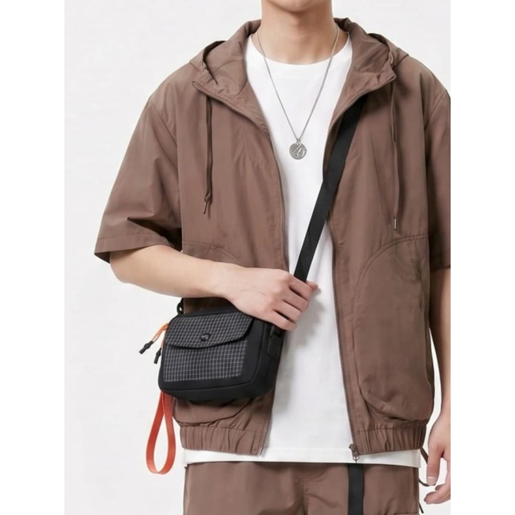 Bolsa quadrada pequena para celular, masculina, feminina, leve, viagem, moderna, mensageiro, pequena, xadrez, cor corres