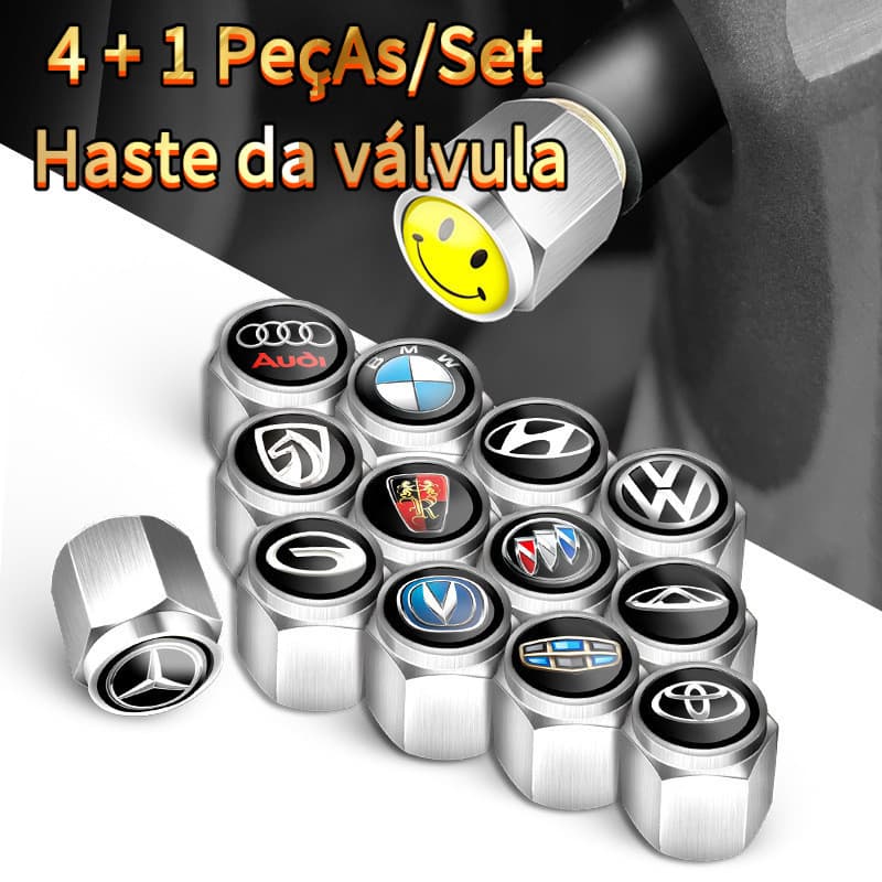 4 + 1 PeçAs/Set VáLvula De AlumíNio Vavle Tampa De Ar Preto/Prata VáLvula Hexagonal NúCleo De ProteçãO Da Roda BMW Benz