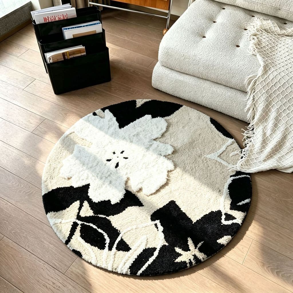 Tapete redondo de flor de pelúcia-quarto sala de estar decoração-tapete macio para sala de estar