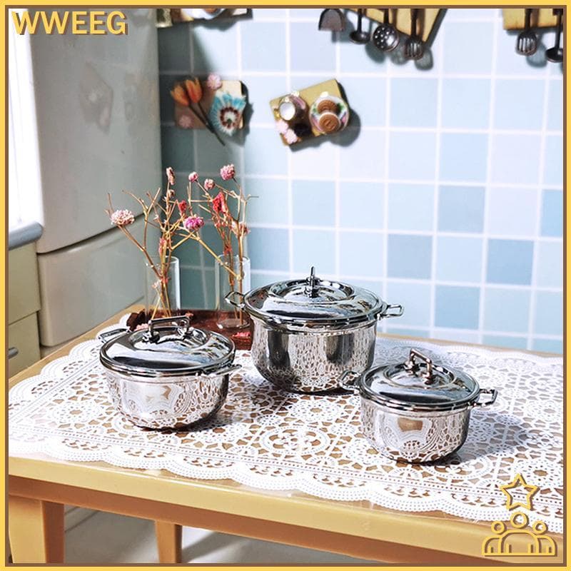 enjoygood188 1/12 Casa De Bonecas Em Miniatura Imitada Caçarola De Aço Inoxidável Panelas De Cozinha