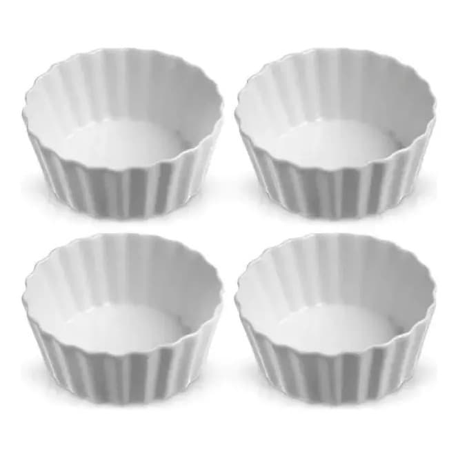 Conjunto De Travessa Mini Relevo Porcelana 150ml 4 Unidades