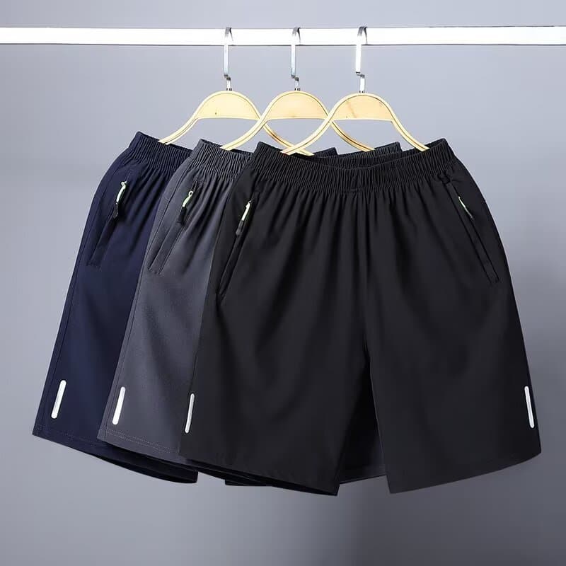 Verão Casual masculino de secagem rápida gelo seda zíper shorts masculino correndo shorts esportivos soltos calças de ci