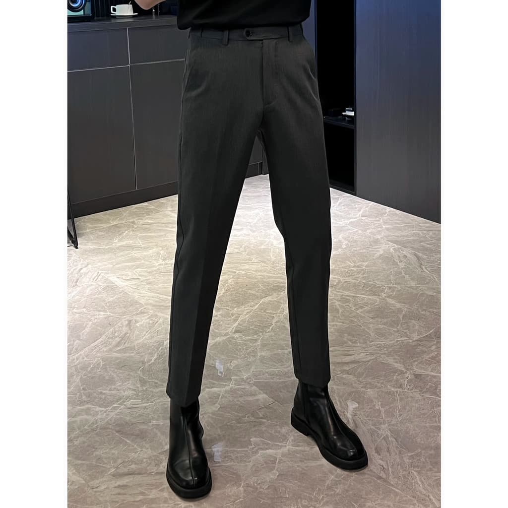 Novo estilo Slim-fit calças de perna reta escondida cintura elástica negócios masculinos diário Commuter Wear terno Form