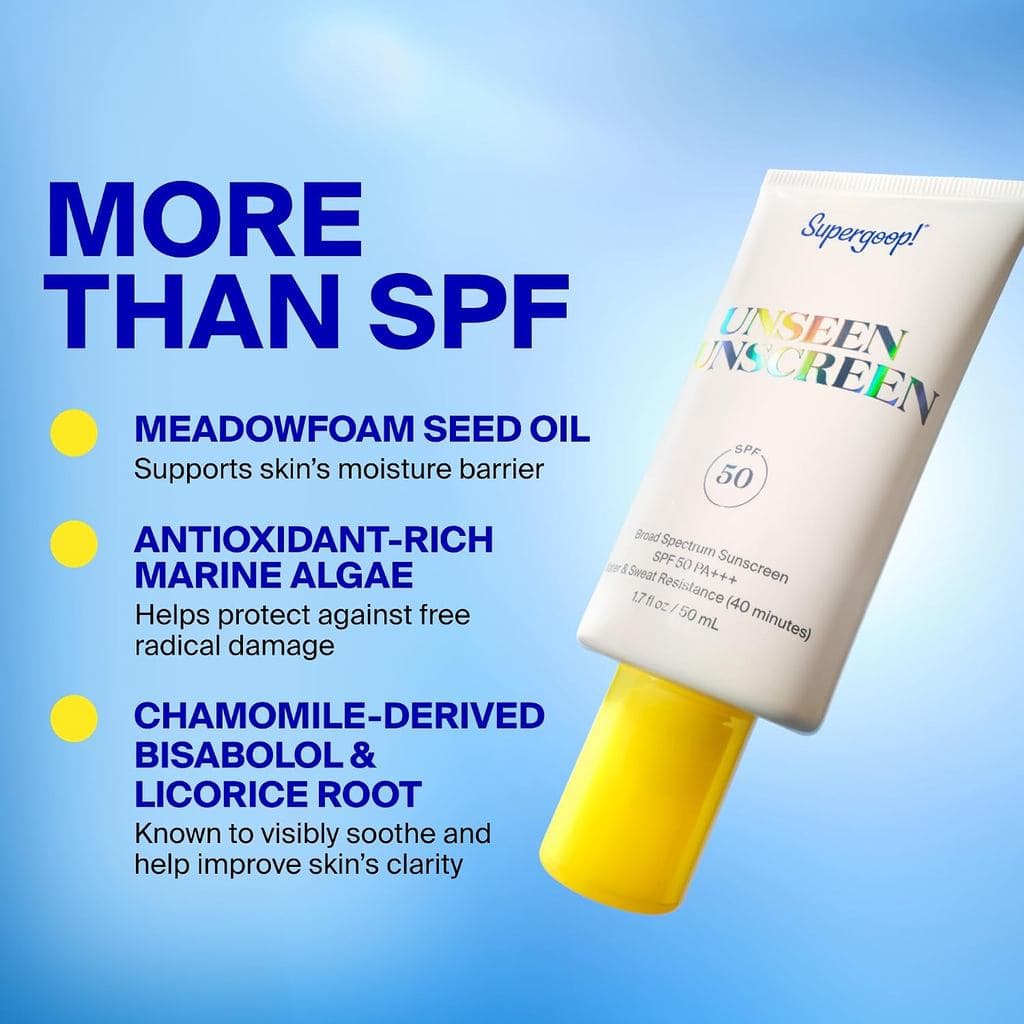 Supergoop! Protetor Solar Invisível - FPS 50 - Protetor Solar Facial Transparente e Invisível + Amplo Espectro + Primer