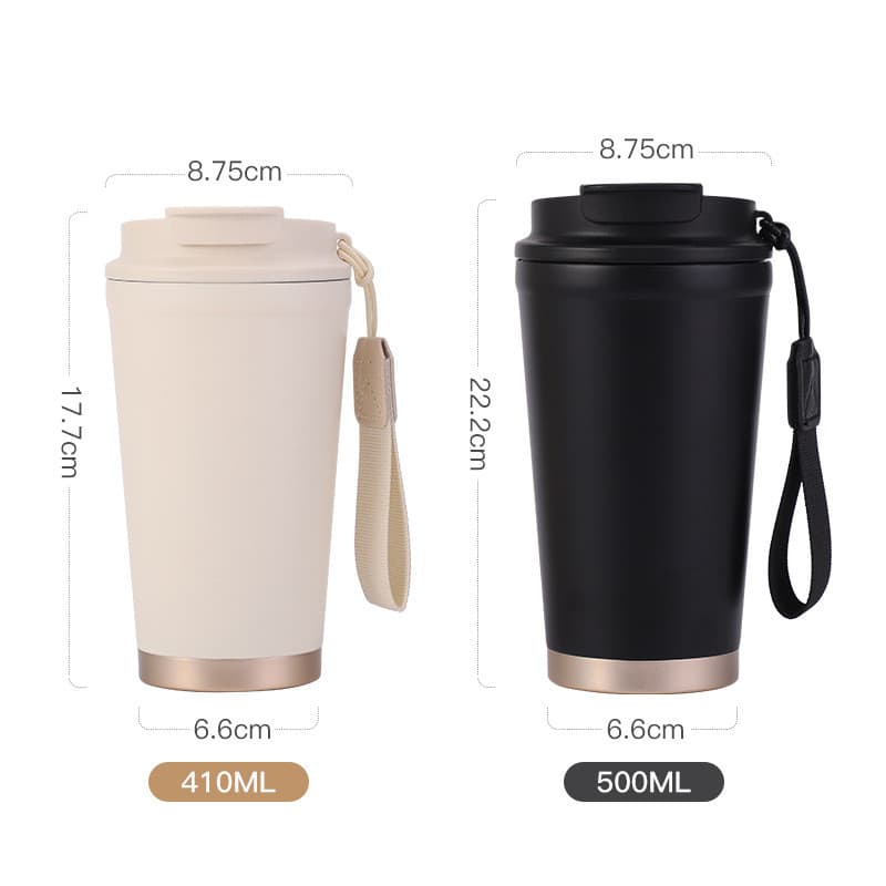 Copo de café de aço inoxidável copo térmico uma tampa dupla beber copo de água portátil palha do carro