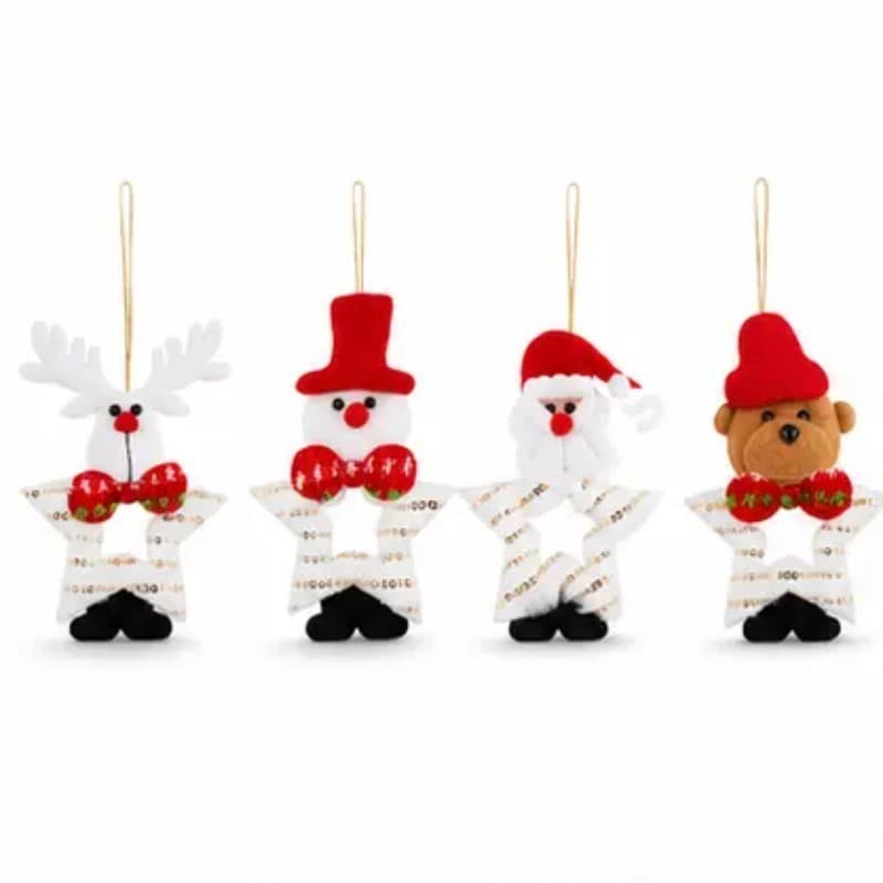 Kit Enfeite Natalino Pendente 4 Personagens Decorativos OIH-9976