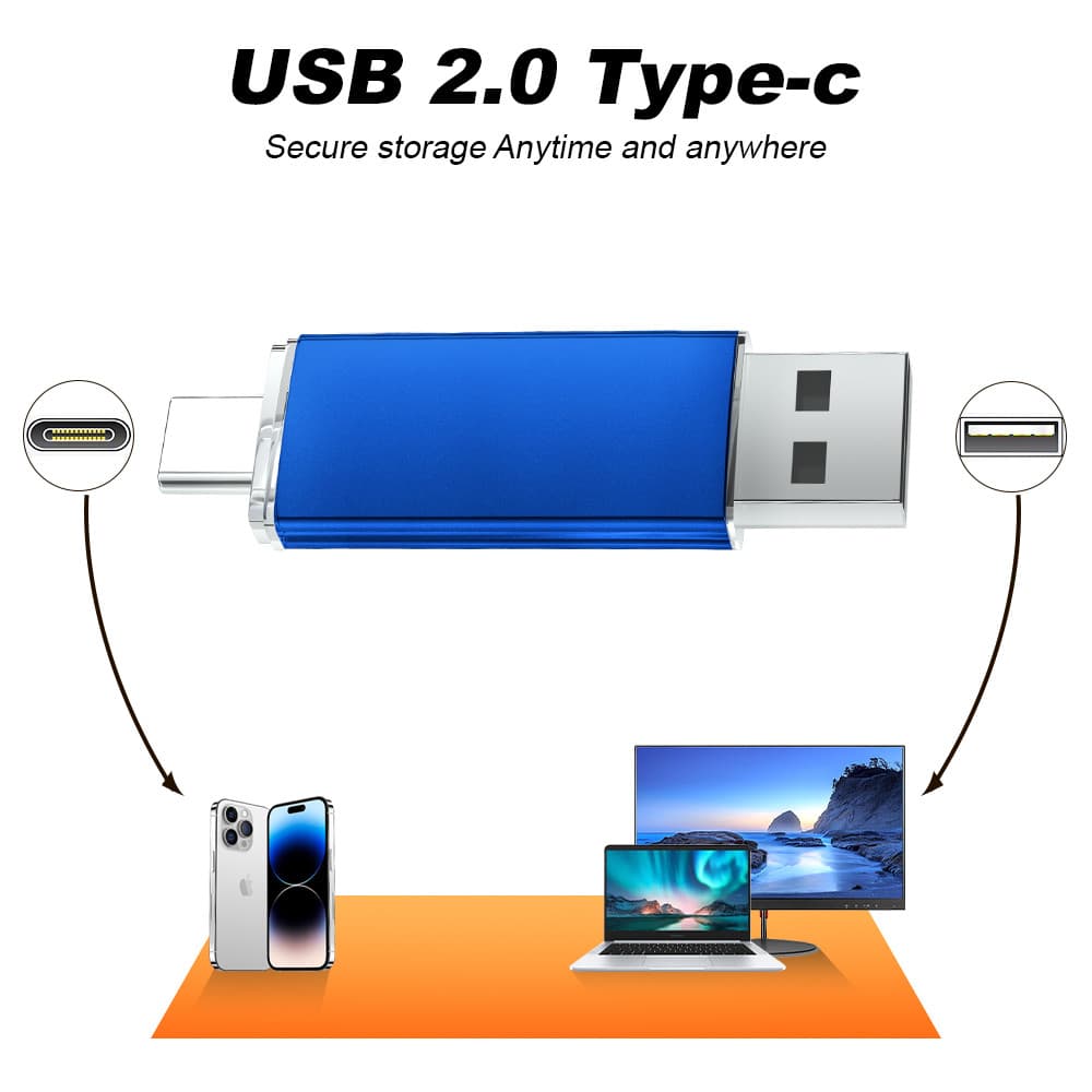 1 Pcs Logotipo Personalizado Gratuito 2.0 Unidade USB 64 Gb 32 TYPE-C flash drive 16 8 Pode Ser Usado Para Telefones Cel