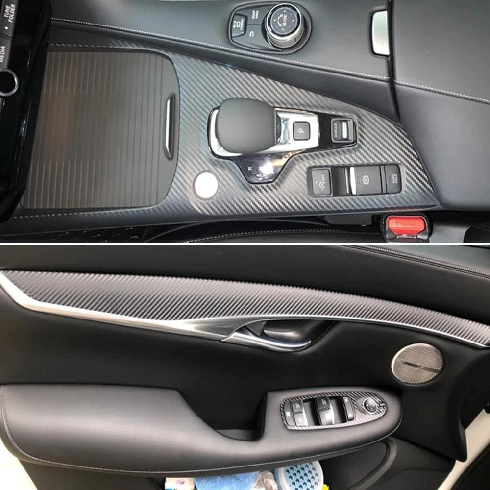 Carro-Estilo 3D 5D Fibra De Carbono Interior Do Console Central Mudança De Cor Moldagem Adesivo Decalques Para Infiniti