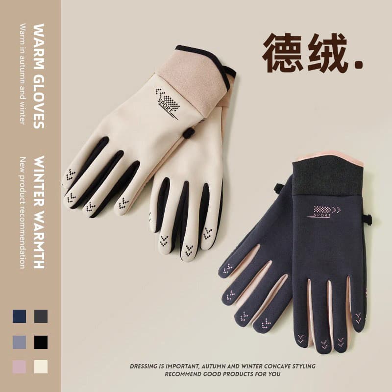 Luvas femininas luvas de ciclismo inverno luvas quentes velo engrossado ciclismo ao ar livre antiderrapante tela sensíve