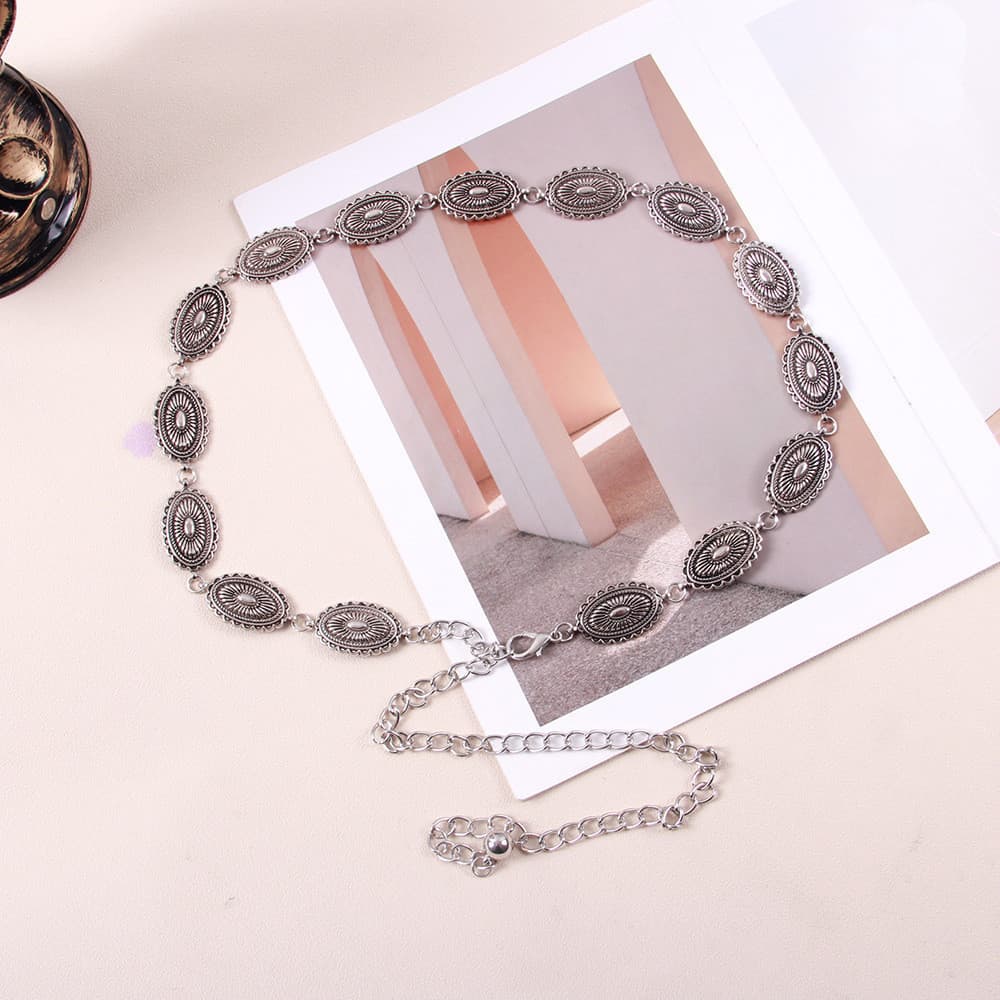 [Estoque pronto] Corrente de cintura de Metal elegante feminina temperamento decoração combinando saia terno cinto All-M