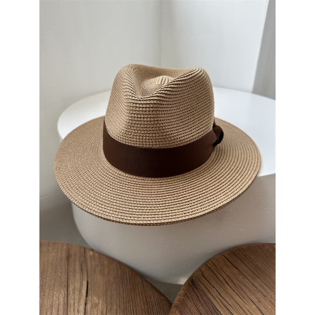 Francês Retro café cor aba plana chapéu de palha britânico chapéu Casual aba plana chapéu panamá guarda-sol protetor sol