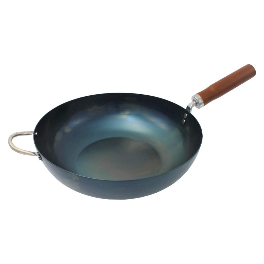 FUJITA KINZOKU SUITO Wok de Ferro 28cm 30cm Japao Aco Carbono Cabo de Madeira Inducao e Gas