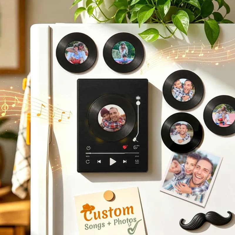 Adesivos criativos para geladeira, músicas de gravação substituíveis, foto personalizada, Mini caixa de música, presente