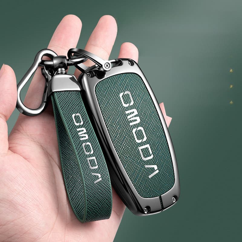 Para Chery Omoda C5 E5 C9 5 9 EV PHEV 2024 2025 Capa Protetora de Chave de Carro em Liga de Zinco e Couro Acessório de C