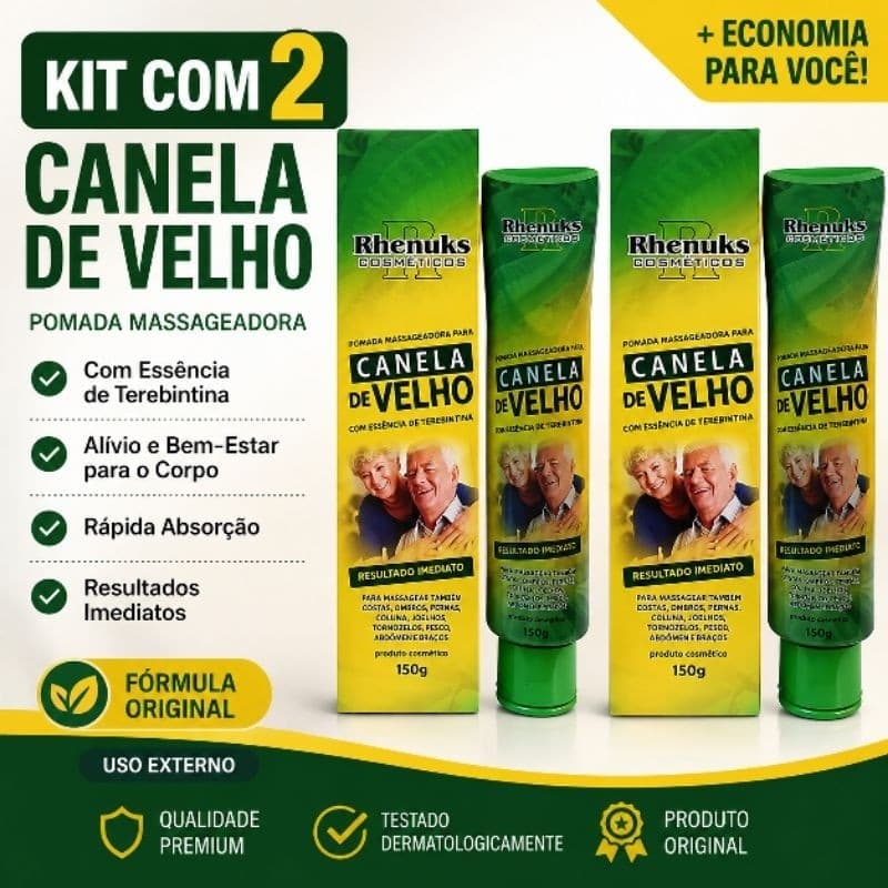 Kit 2 Pomadas Massageadoras Canela de Velho Rhenuks 150g Envio imediato