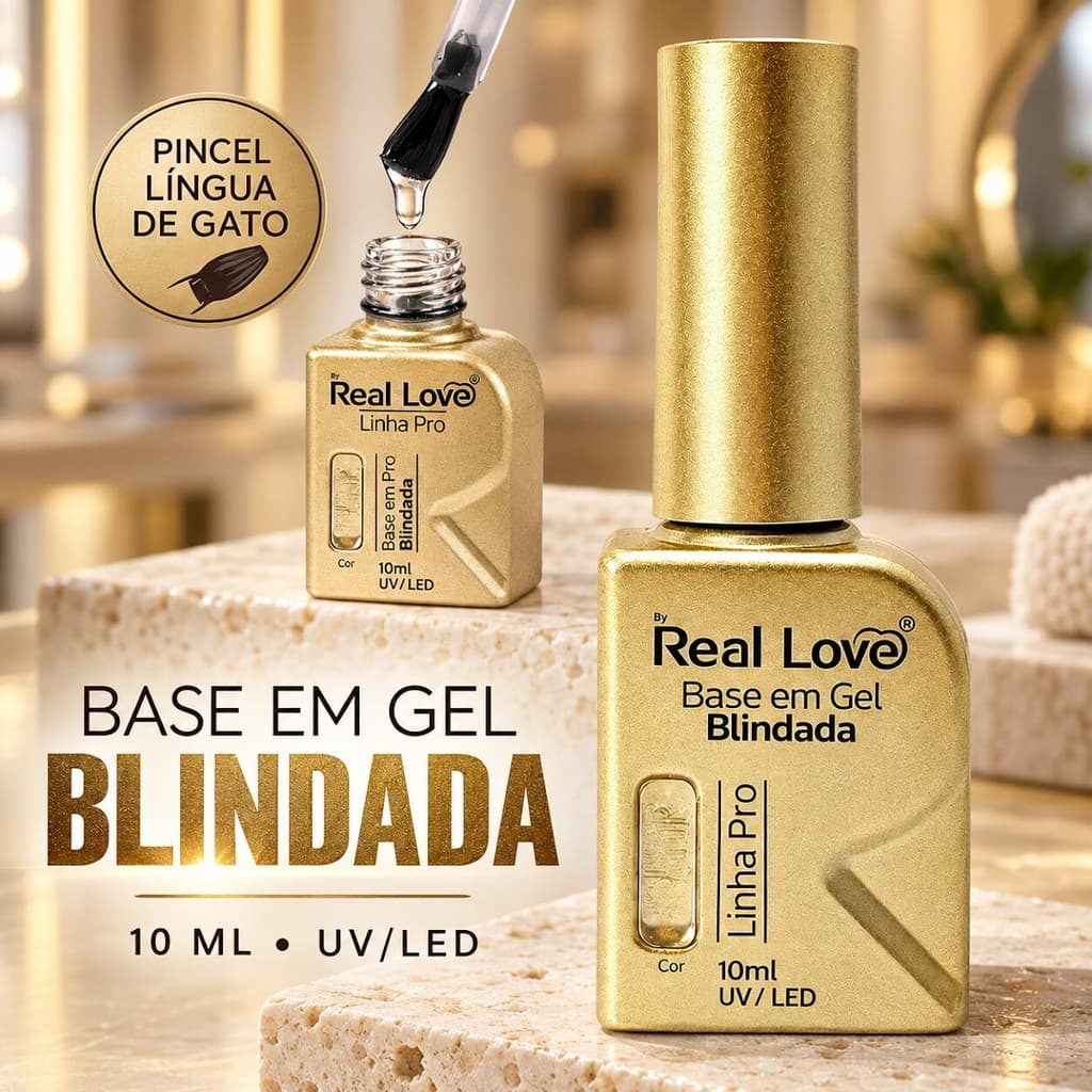 Base em Gel Blindada Real Love Linha Pro 10ml Super Base Coat UV LED