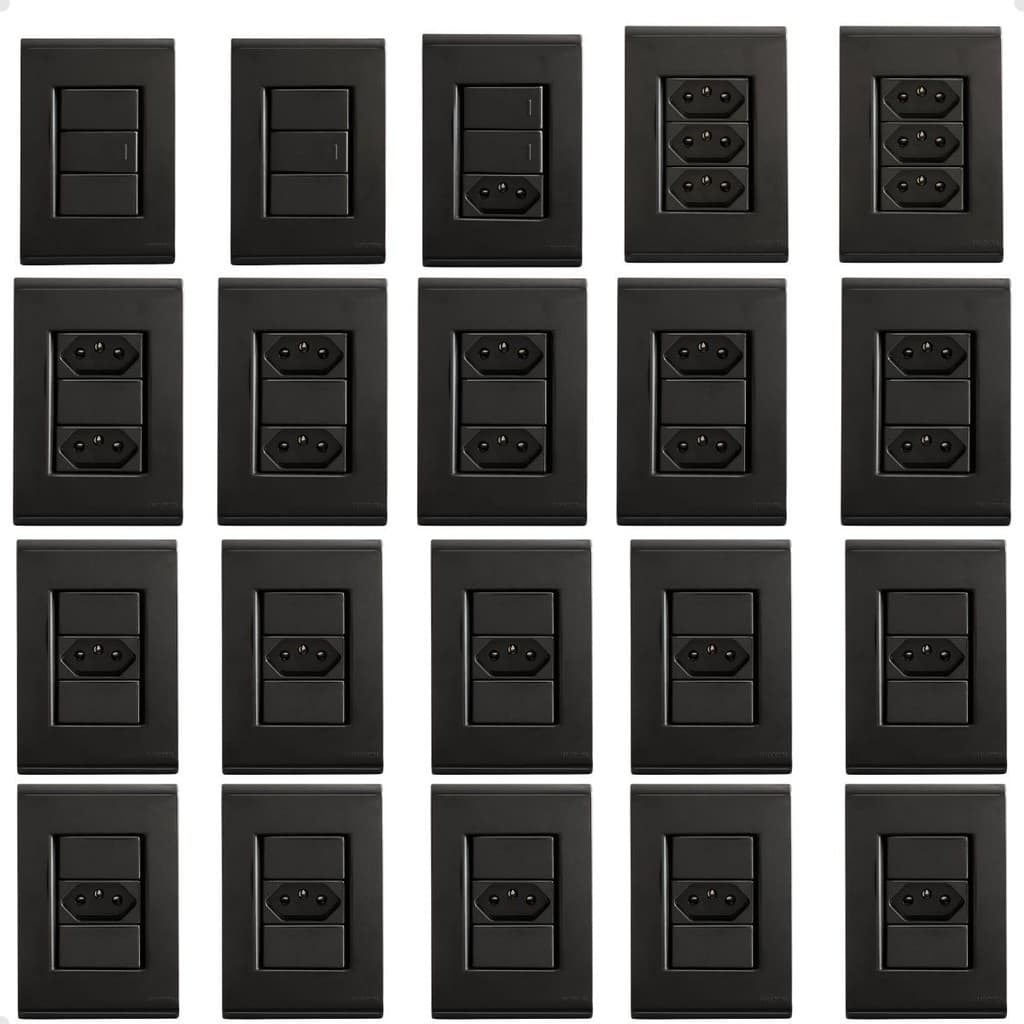 Kit Tomada Simples Tomada Dupla Interruptores 20 unidades