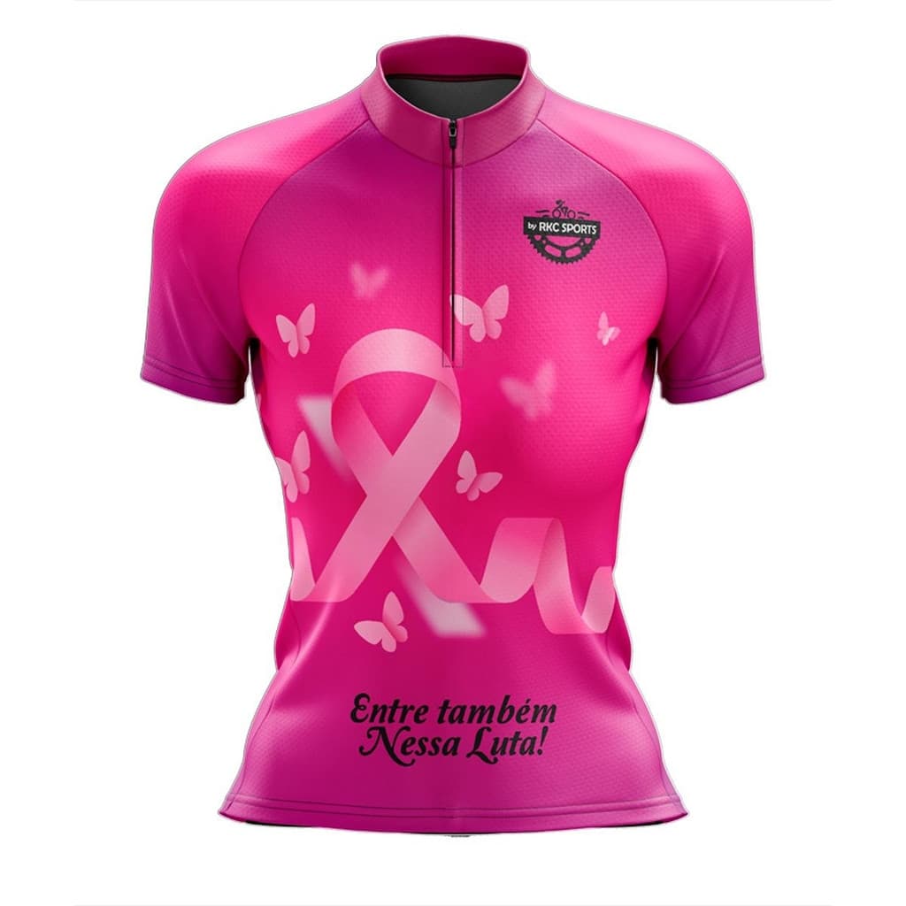 CAMISA CICLISMO MANGA CURTA OUTUBRO ROSA ENTRE TAMBEM NESSA LUTA uv+50