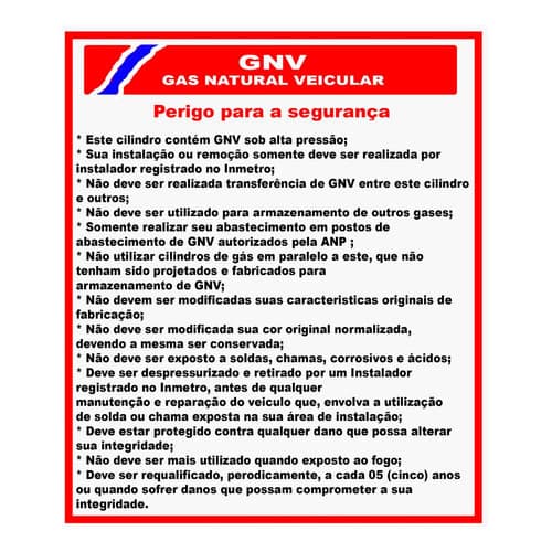 Adesivo Anp   Precauções Cilindro Gnv